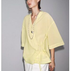 NWT ZARA STRIPED KIMONO WITH TIES ZW COLLECTION